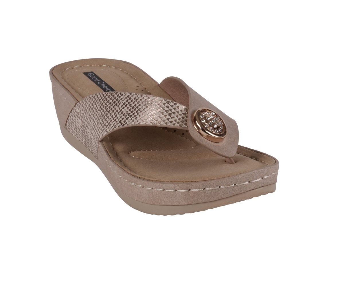 Women's Dafni Bronze Wedge Sandals - TLW Shoes