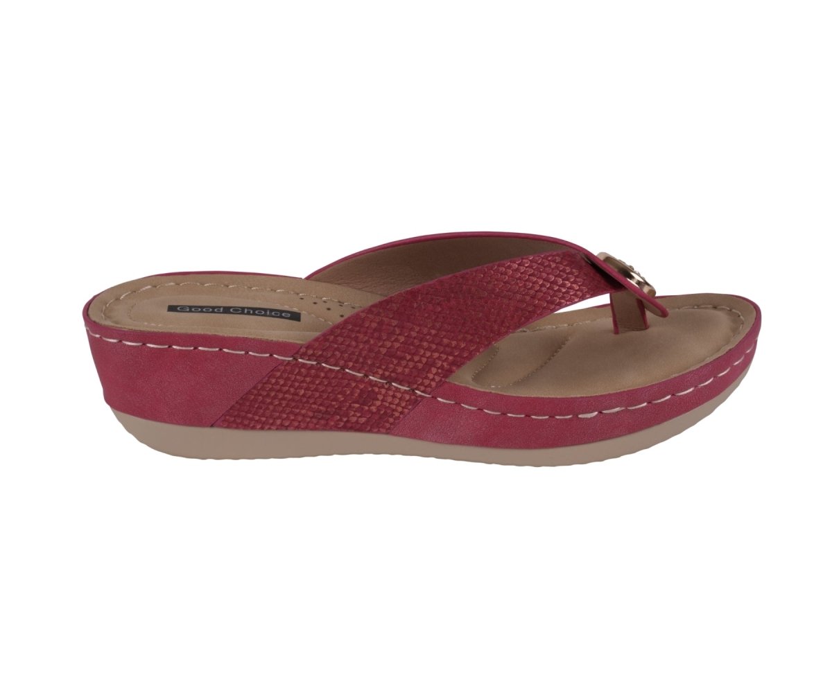 Women's Dafni Red Wedge Sandals - TLW Shoes