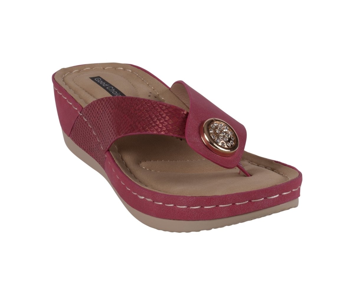 Women's Dafni Red Wedge Sandals - TLW Shoes