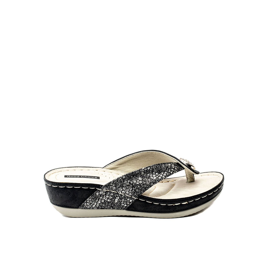 Women's Dafni Black Wedge Sandals - TLW Shoes