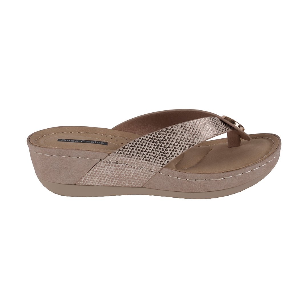 Women's Dafni Gold Wedge Sandals - TLW Shoes
