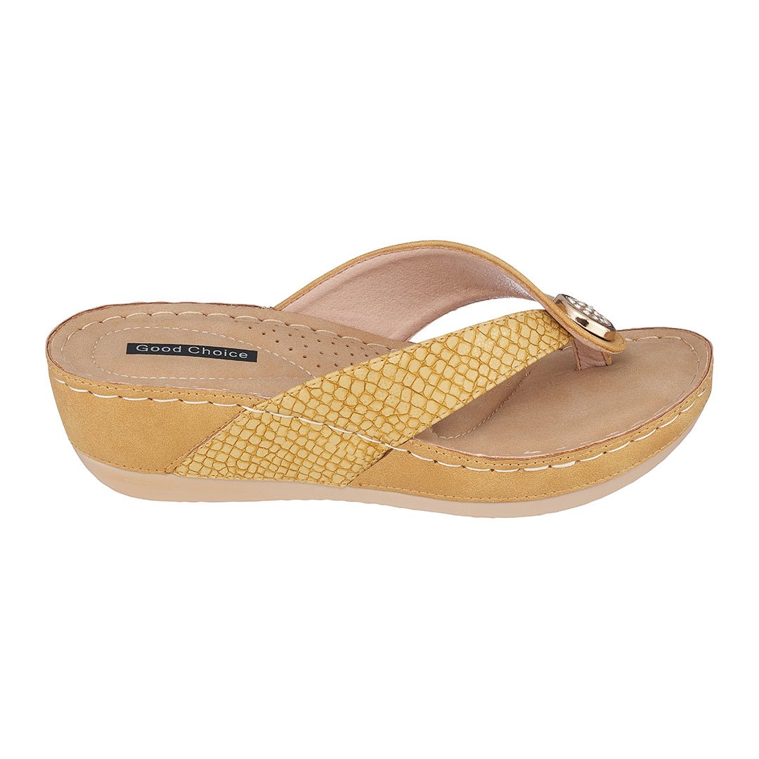 Women's Dafni Yellow Wedge Sandals - TLW Shoes