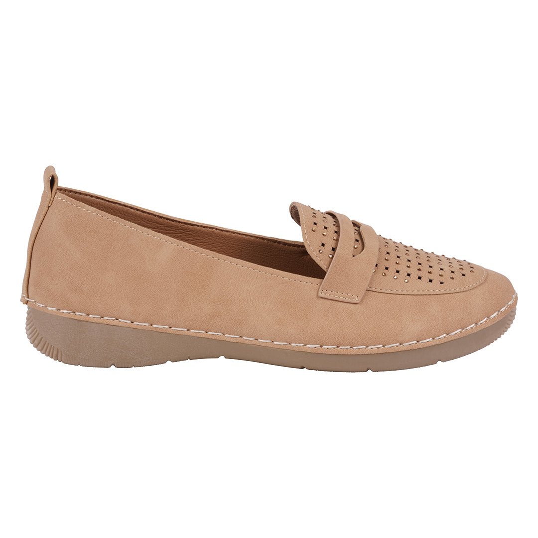 Women's Danita Natural Embellished Penny Flats - TLW Shoes