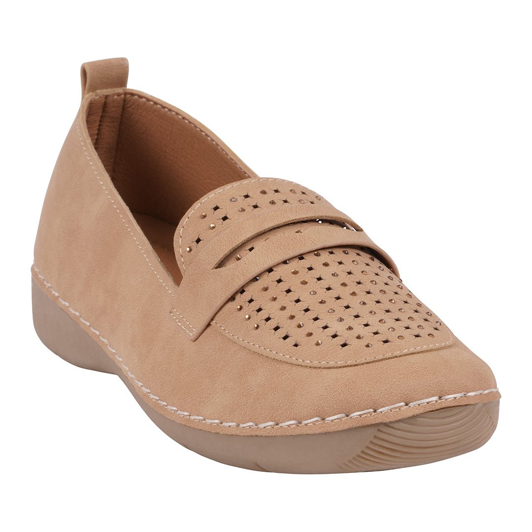 Women's Danita Natural Embellished Penny Flats - TLW Shoes