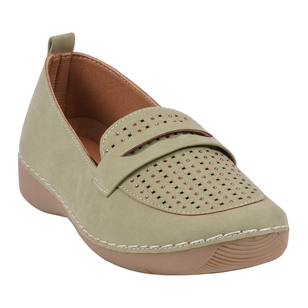 Women's Danita Sage Embellished Penny Flats - TLW Shoes
