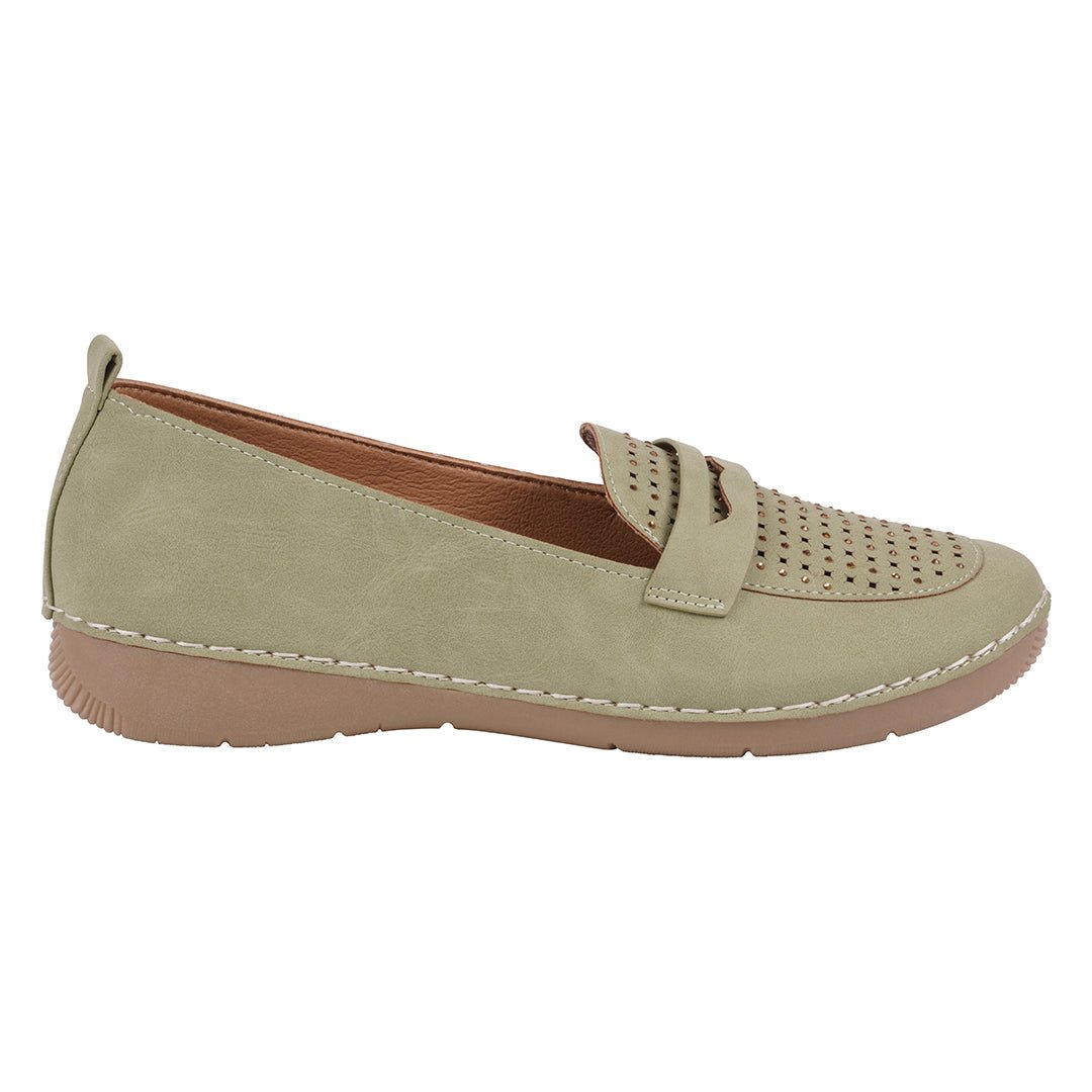 Women's Danita Sage Embellished Penny Flats - TLW Shoes