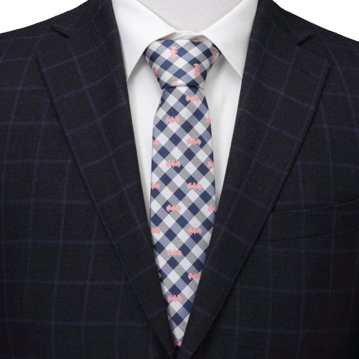 DC Batman Plaid Navy Men's Tie - TLW Shoes