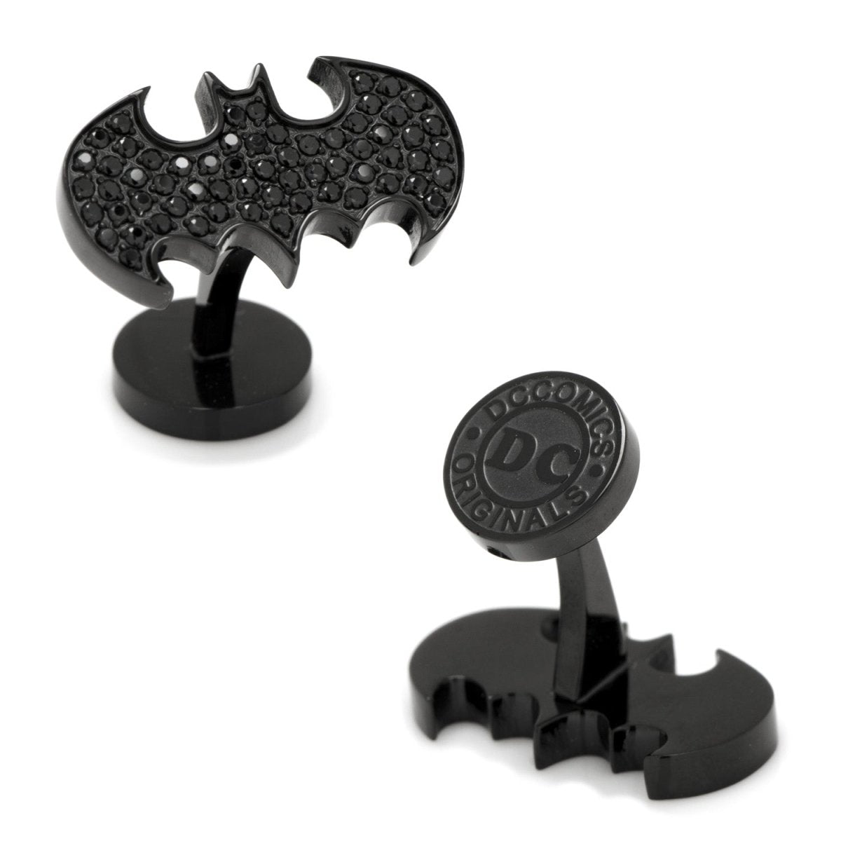 DC Batman Stainless Steel Black Pave Crystal Cufflinks - TLW Shoes
