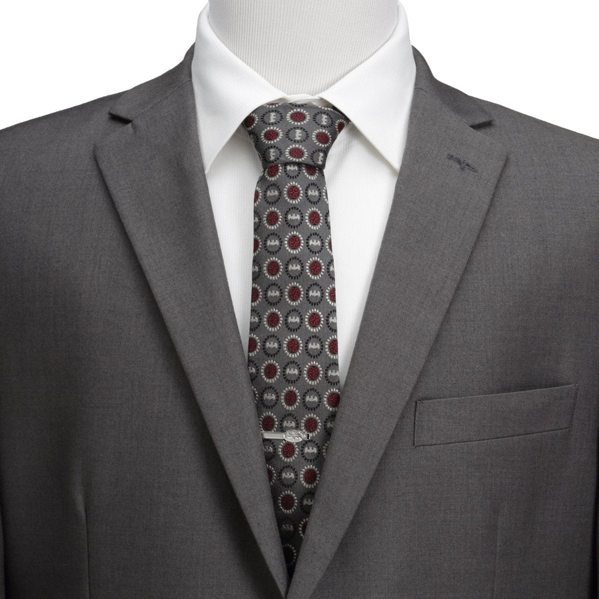 DC Batman Medallion Symbol Charcoal Silk Men's Tie - TLW Shoes