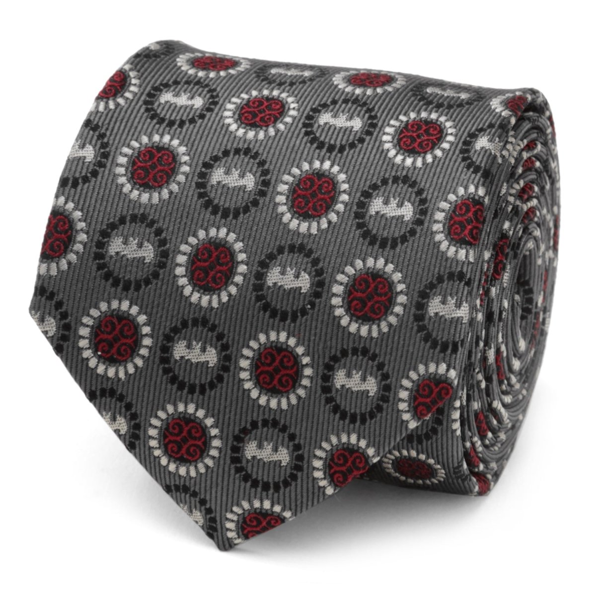 DC Batman Medallion Symbol Charcoal Silk Men's Tie - TLW Shoes