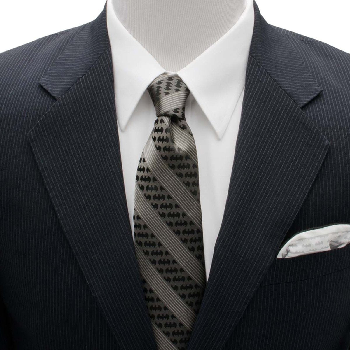 DC Batman Black Pinstripe Tie - TLW Shoes