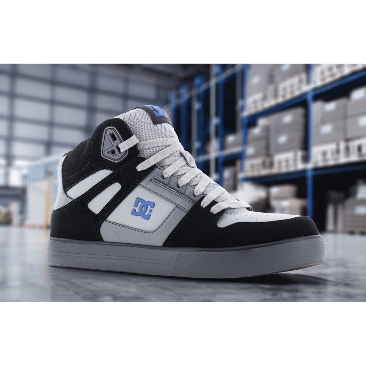 DC Work Pure High - Top DC60205 Men's Work Shoe In Black Gray and Blue - TLW Shoes