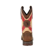 Durango Rebel Men's Western 11" Pull - on Work Boots Ddb0233 In Saddle Brown And Florida Flag - TLW Shoes