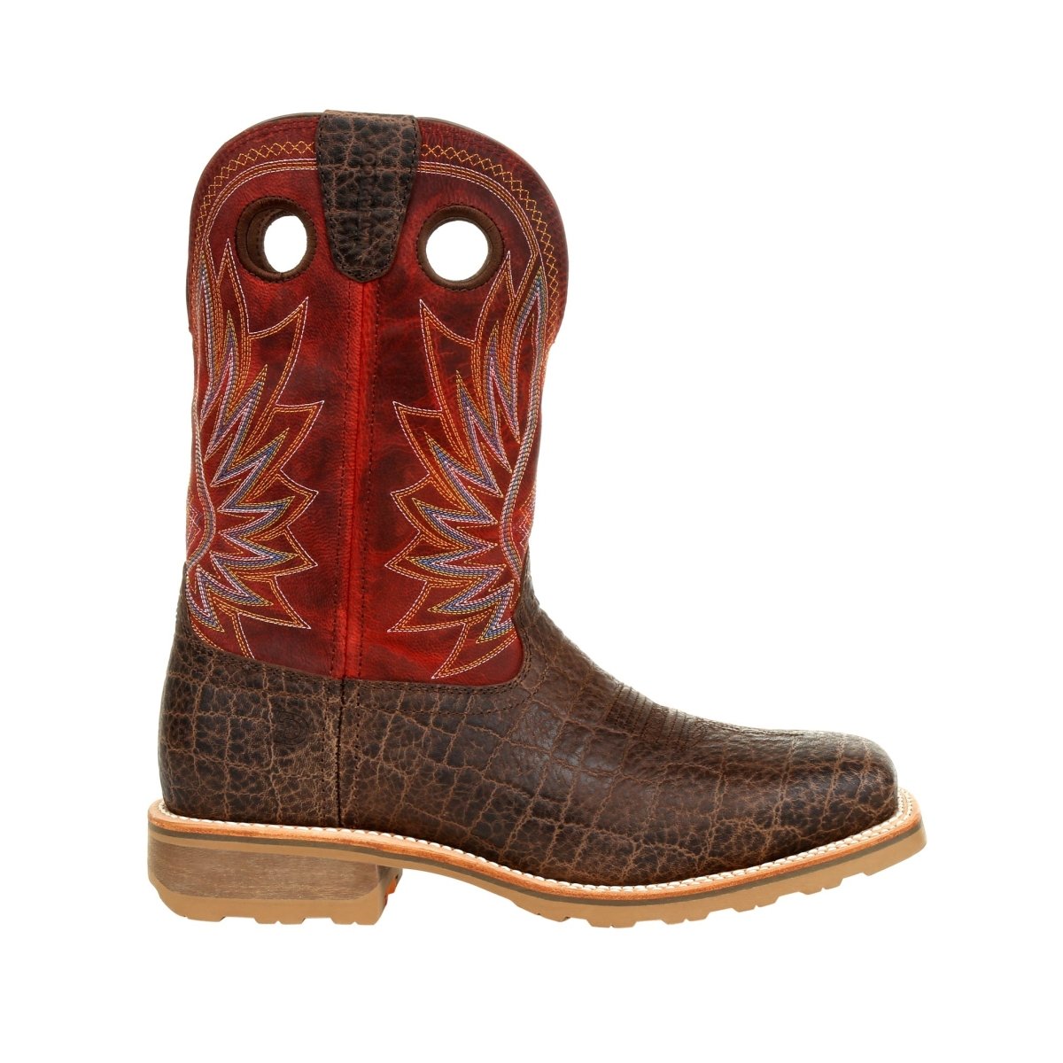 Durango Maverick Pro Men's Steel Toe Waterproof Western Work Boots Ddb0301 In Safari Elephant And Crimson - TLW Shoes