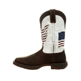 Durango Rebel Men's Distressed Flag Embroidery Western 12" Boots Ddb0312 In Bay Brown And White - TLW Shoes