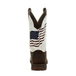 Durango Rebel Men's Distressed Flag Embroidery Western 12" Boots Ddb0312 In Bay Brown And White - TLW Shoes