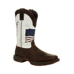 Durango Rebel Men's Distressed Flag Embroidery Western 12" Boots Ddb0312 In Bay Brown And White - TLW Shoes