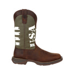 Durango Rebel Men's Western 12" Pull - on Work Boots Ddb0313 In Brown And Army Green - TLW Shoes