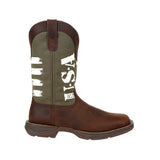 Durango Rebel Men's Western 12" Pull - on Work Boots Ddb0313 In Brown And Army Green - TLW Shoes