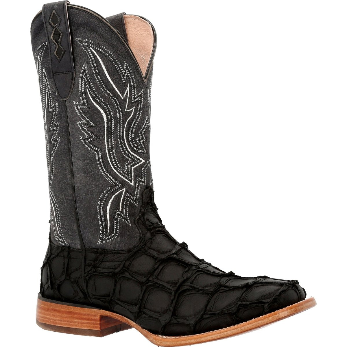 Durango Premium Exotics Men's Western Boots Ddb0381 In Matte Black Pirarucu - TLW Shoes