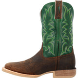 Durango Rebel Men's Western 11" Pull - on Work Boots Ddb0461 In Bridle Brown And Evergreen - TLW Shoes