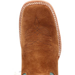 Durango PRCA Collection Men's Roughout Western Boots Ddb0467 In Whiskey Tobacco And Aqua - TLW Shoes