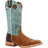 Durango PRCA Collection Men's Roughout Western Boots Ddb0467 In Whiskey Tobacco And Aqua - TLW Shoes