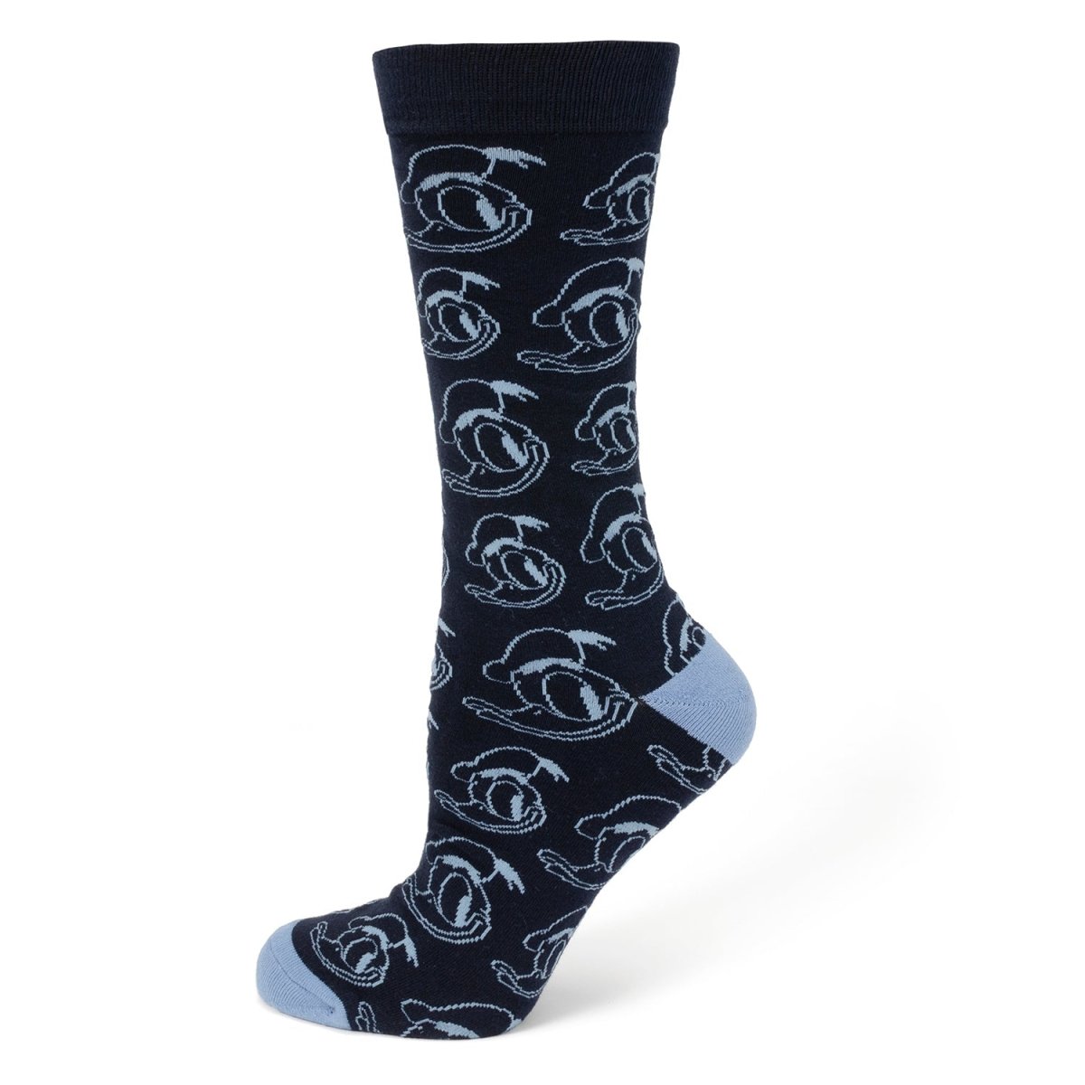 Disney Donald Duck Patterned Blue Socks and Mickey Mouse Blue Lapel Pin Gift Set - TLW Shoes