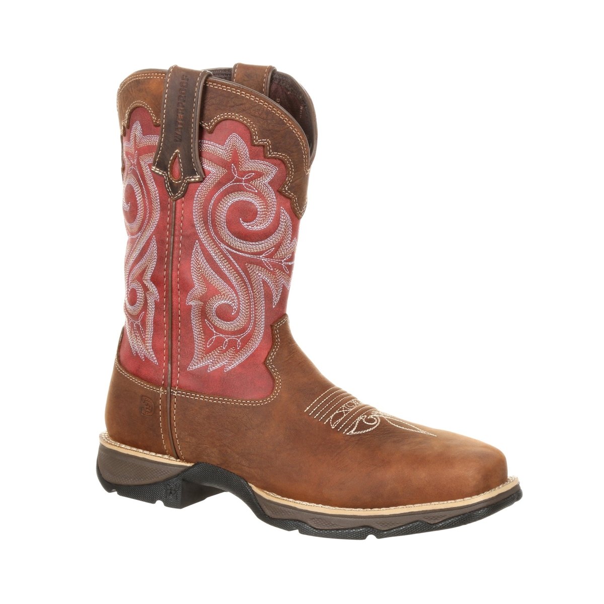 Durango Lady Rebel Women's Waterproof Composite Toe Western Work Boots Drd0220 In Briar Brown And Rusty Red - TLW Shoes