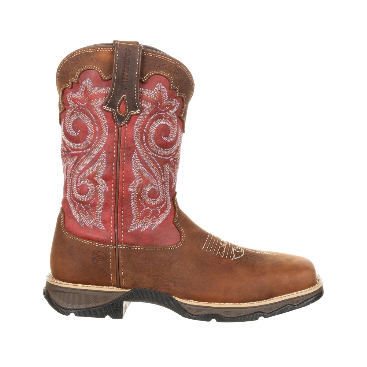 Durango Lady Rebel Women's Waterproof Composite Toe Western Work Boots Drd0220 In Briar Brown And Rusty Red - TLW Shoes