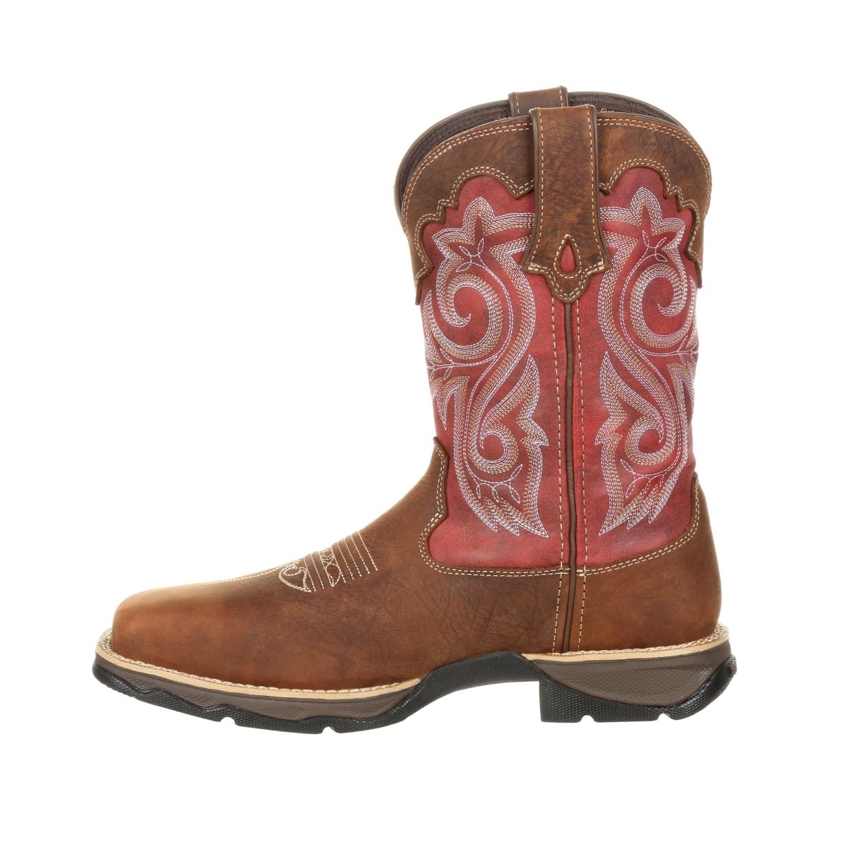 Durango Lady Rebel Women's Waterproof Composite Toe Western Work Boots Drd0220 In Briar Brown And Rusty Red - TLW Shoes