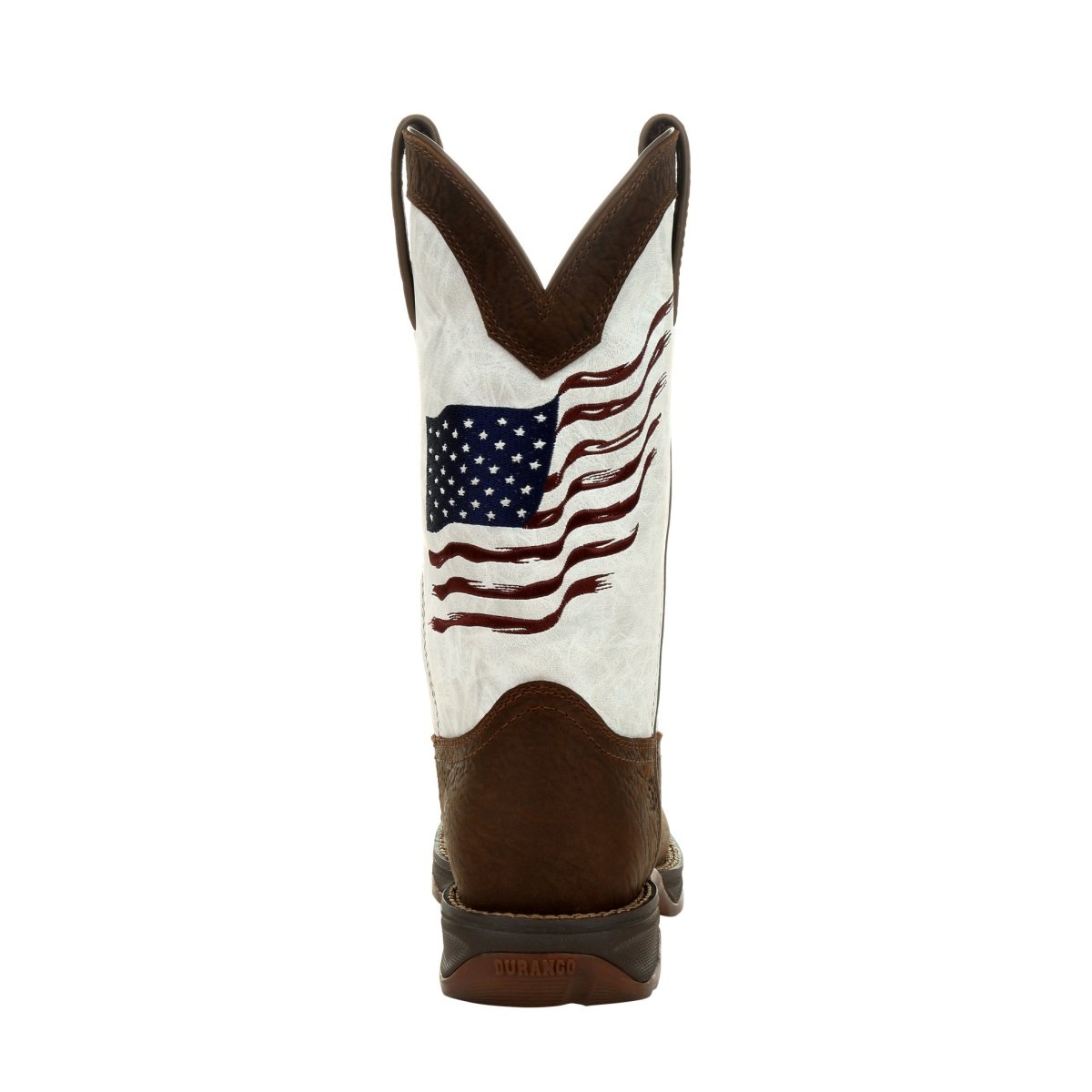 Durango Lady Rebel Women's Distressed Flag Embroidery Western Boots Drd0394 In Bay Brown And White - TLW Shoes