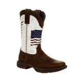 Durango Lady Rebel Women's Distressed Flag Embroidery Western Boots Drd0394 In Bay Brown And White - TLW Shoes