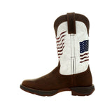 Durango Lady Rebel Women's Distressed Flag Embroidery Western Boots Drd0394 In Bay Brown And White - TLW Shoes