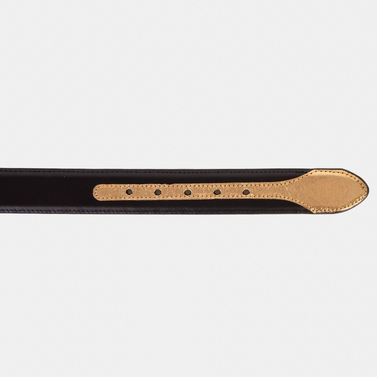 The Arda Black & Gold Leather Belt - TLW Shoes