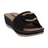 Ellen Black Hardware Comfort Wedge Sandals - TLW Shoes