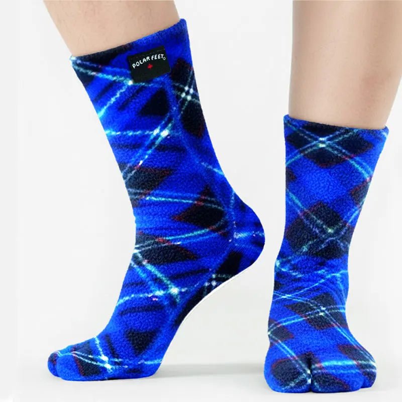 Polar Feet Fleece Tabi Socks - Blue Argyle - TLW Shoes