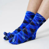 Polar Feet Fleece Tabi Socks - Blue Argyle - TLW Shoes