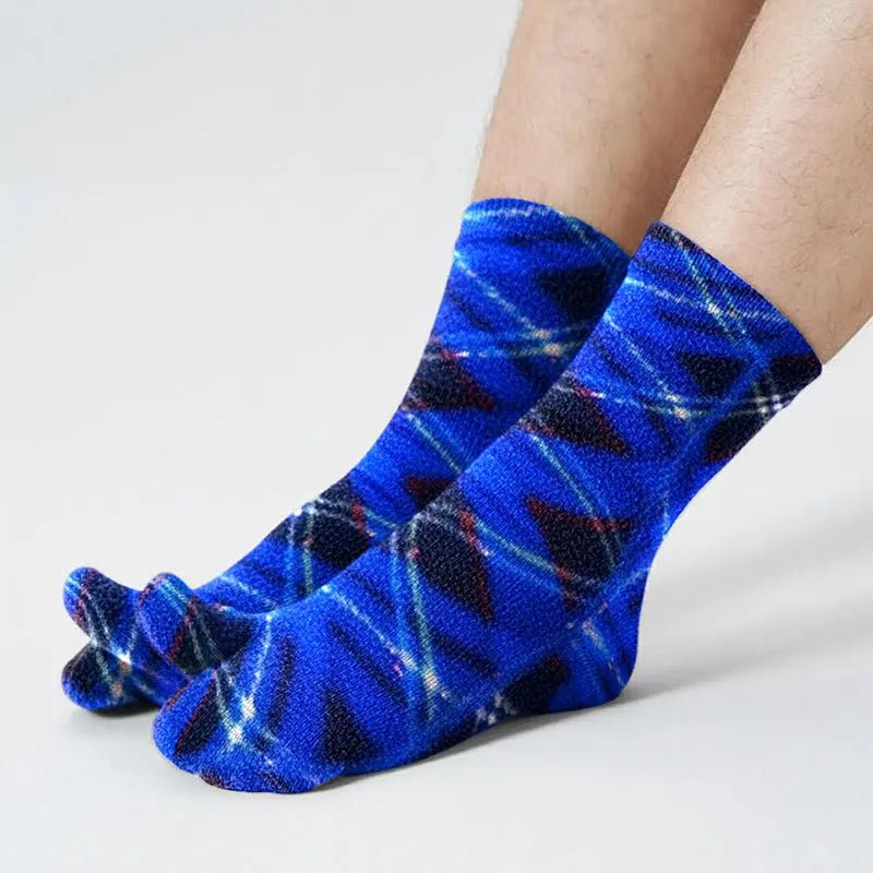 Polar Feet Fleece Tabi Socks - Blue Argyle - TLW Shoes