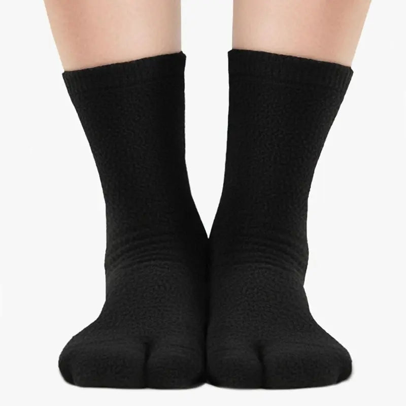 Polar Feet Fleece Tabi Socks - Black - TLW Shoes