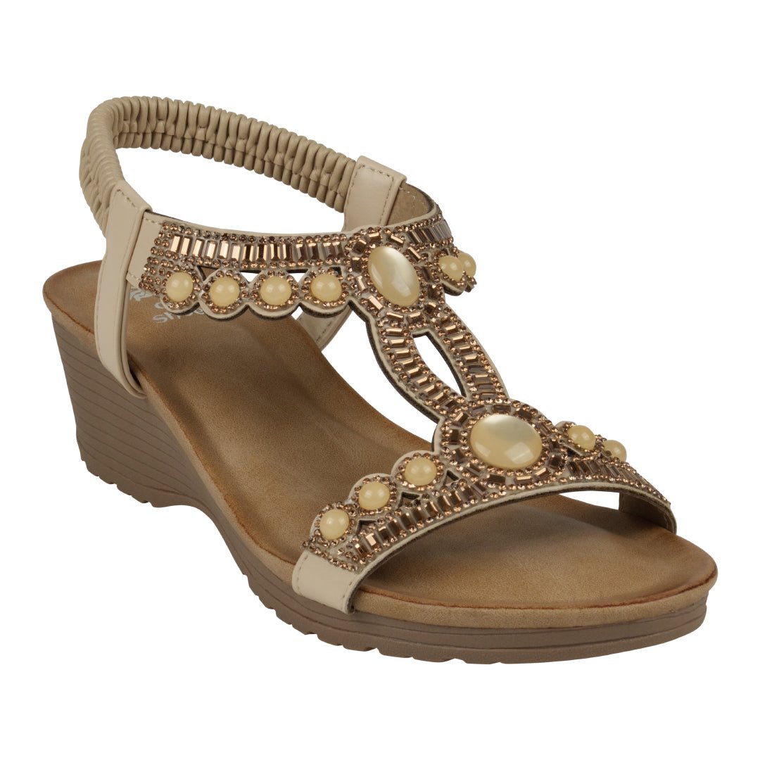 Women's Fiah Natural Woven Wedge Sandals - TLW Shoes