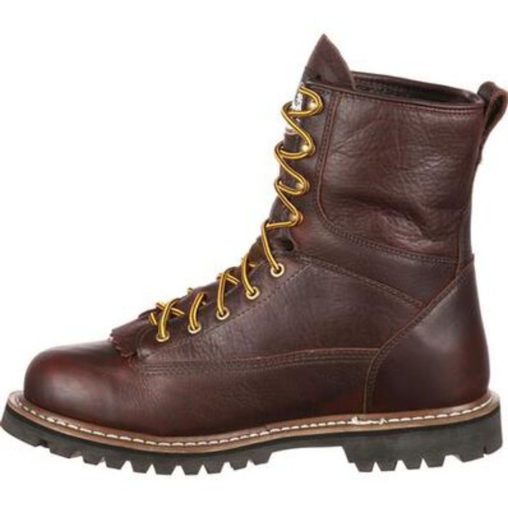 GEORGIA BOOT LOW HEEL LOGGER MEN'S LACE - TO - TOE WORK BOOTS G101 IN BROWNN - TLW Shoes