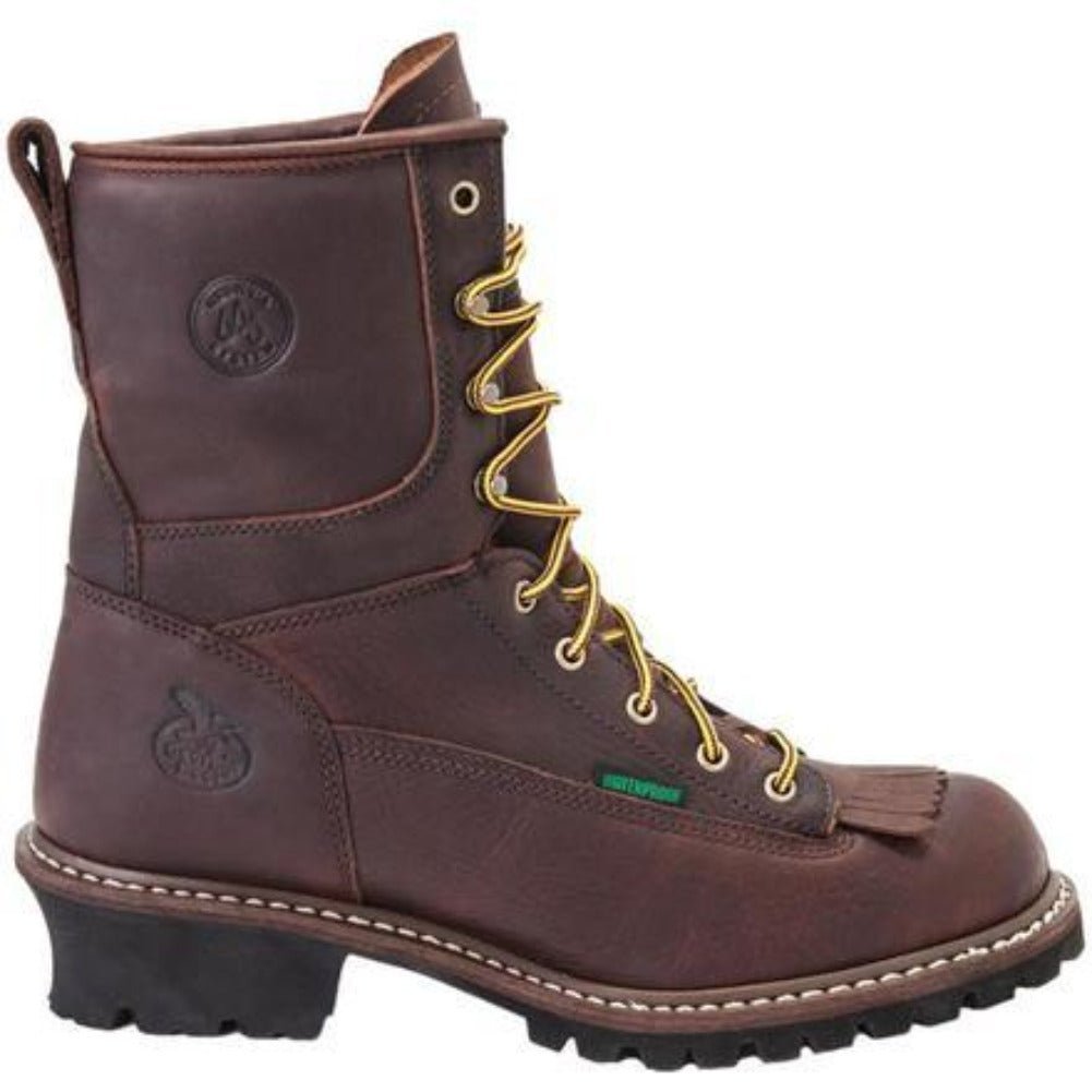 GEORGIA BOOT LOGGERS MEN'S WATERPROOF WORK BOOTS G7313 IN BROWN - TLW Shoes