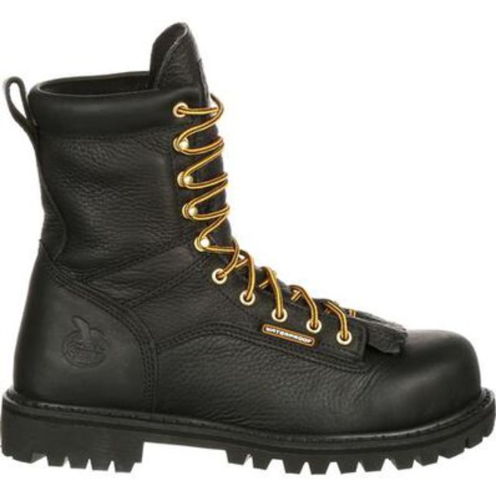 GEORGIA BOOT LOW HEEL LOGGER MEN'S LACE - TO - TOE WORK BOOTS G8010 IN BLACK - TLW Shoes