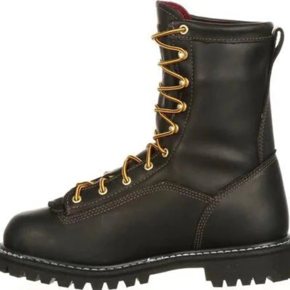 GEORGIA BOOT LOW HEEL LOGGER MEN'S WATERPROOF INSULATED BOOTS G8040 IN BLACK - TLW Shoes