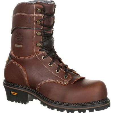 GEORGIA BOOT AMP LT LOGGER MEN'S WATERPROOF WORK BOOTS GB00236 IN BROWN - TLW Shoes