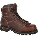 GEORGIA BOOT AMP LT LOW HEEL LOGGER MEN'S WATERPROOF WORK BOOTS GB00270 IN BROWN - TLW Shoes