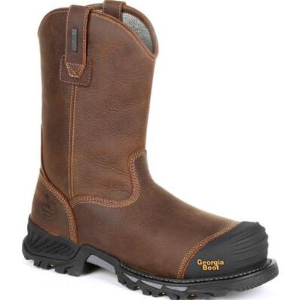 GEORGIA BOOT RUMBLER MEN'S WATERPROOF PULL - ON WORK BOOTS GB00286 IN BROWN - TLW Shoes