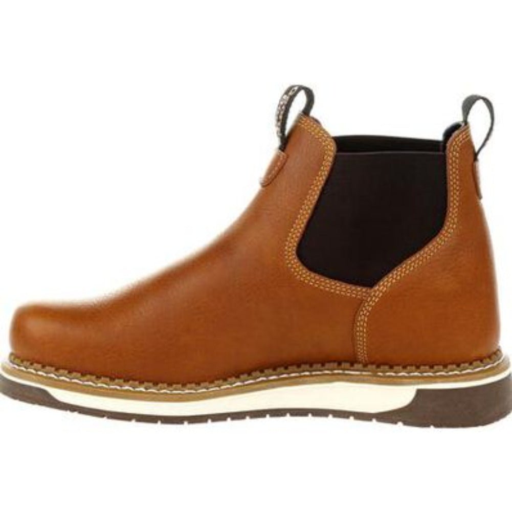 GEORGIA BOOT AMP LT WEDGE MEN'S CHELSEA WORK BOOTS GB00346 IN BROWN - TLW Shoes