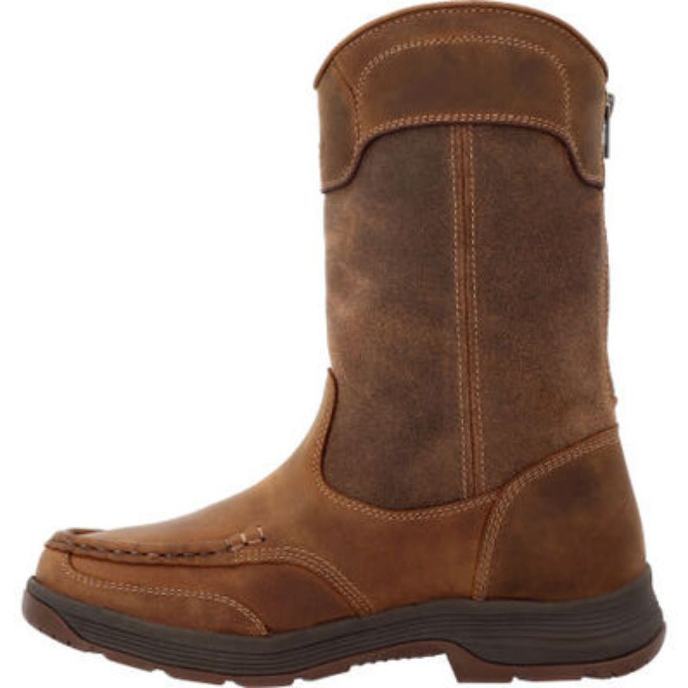 GEORGIA BOOT ATHENS SUPERLYTE MEN'S WATERPROOF WELLINGTON ALLOY TOE PULL - ON BOOTS GB00550 IN BROWN - TLW Shoes